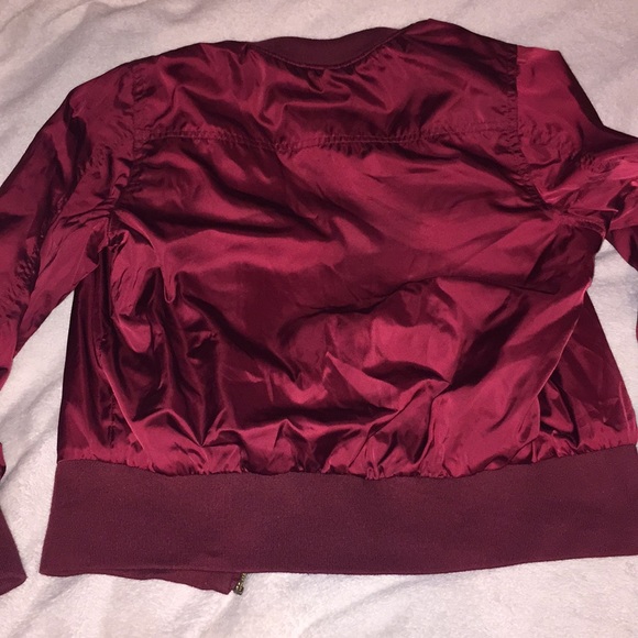Maroon silky bomber jacket - Picture 3 of 3